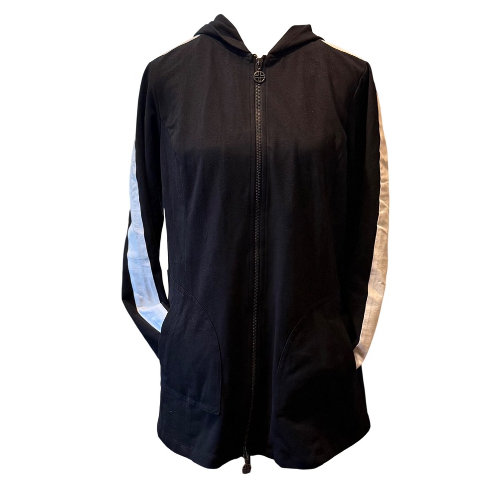 XS Linea Leisure Louis Dell'Olio XS Black Hoodie Full Zip White Stripe‎